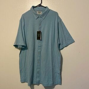 LinkSoul collar full button up  cotton rich breathable short sleeve shirt XXL